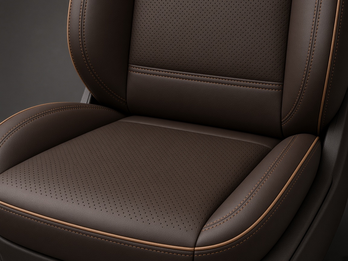 Perforated nappa seat cover with tan piping